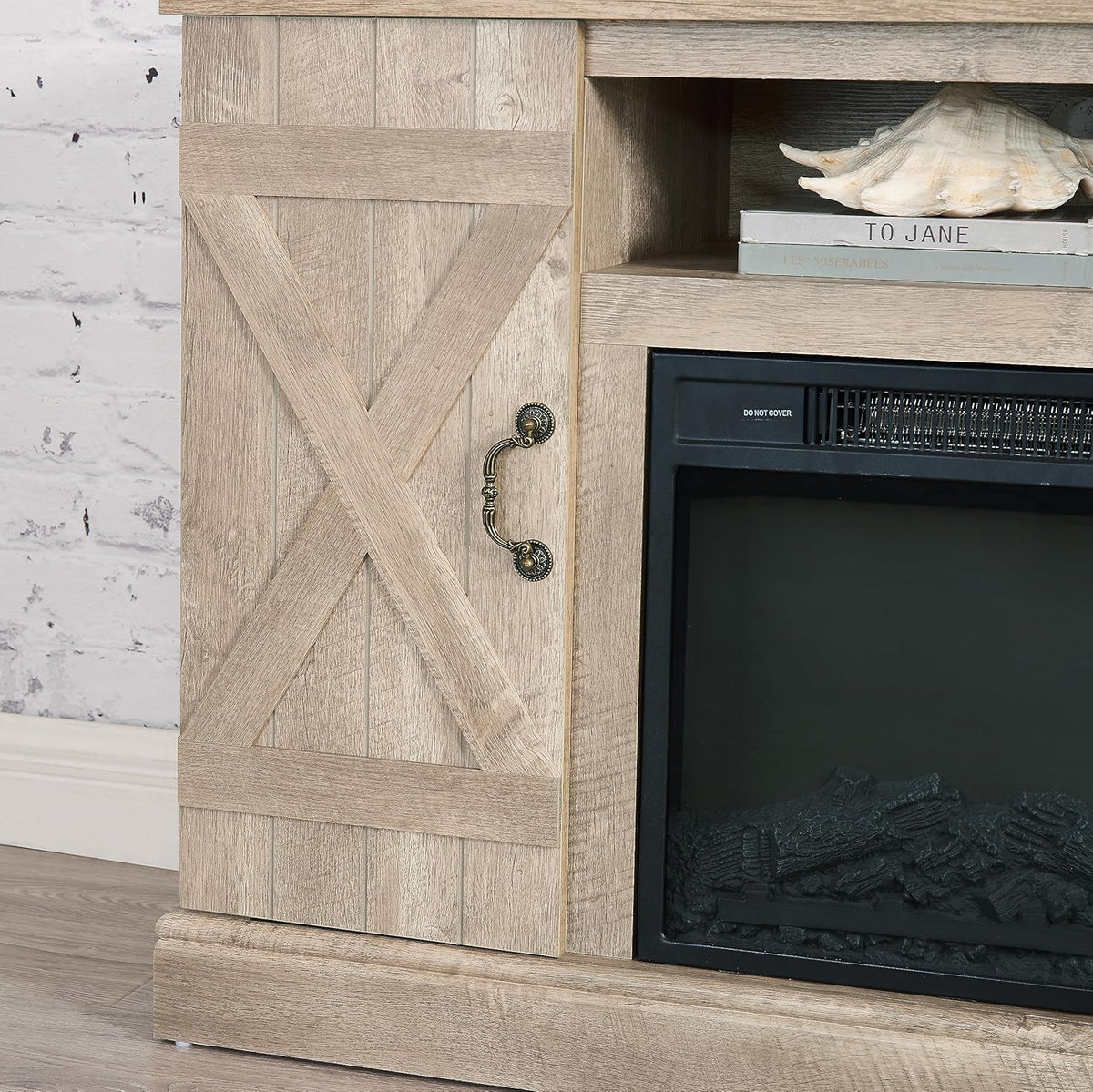 Light Gray Electric Fireplace TV Stand Z576