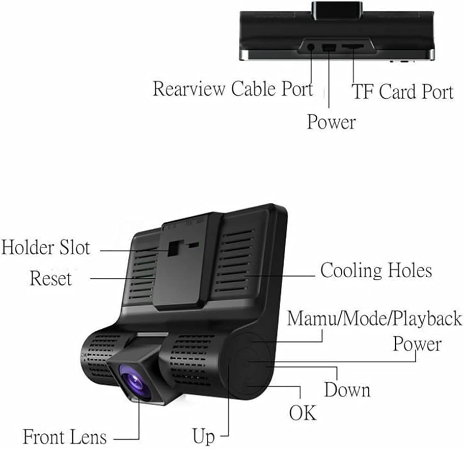 Dash Cam Front and Rear Dual 4 inch Dashboard Camera Full HD 170° Wide Angle with Night Vision J136