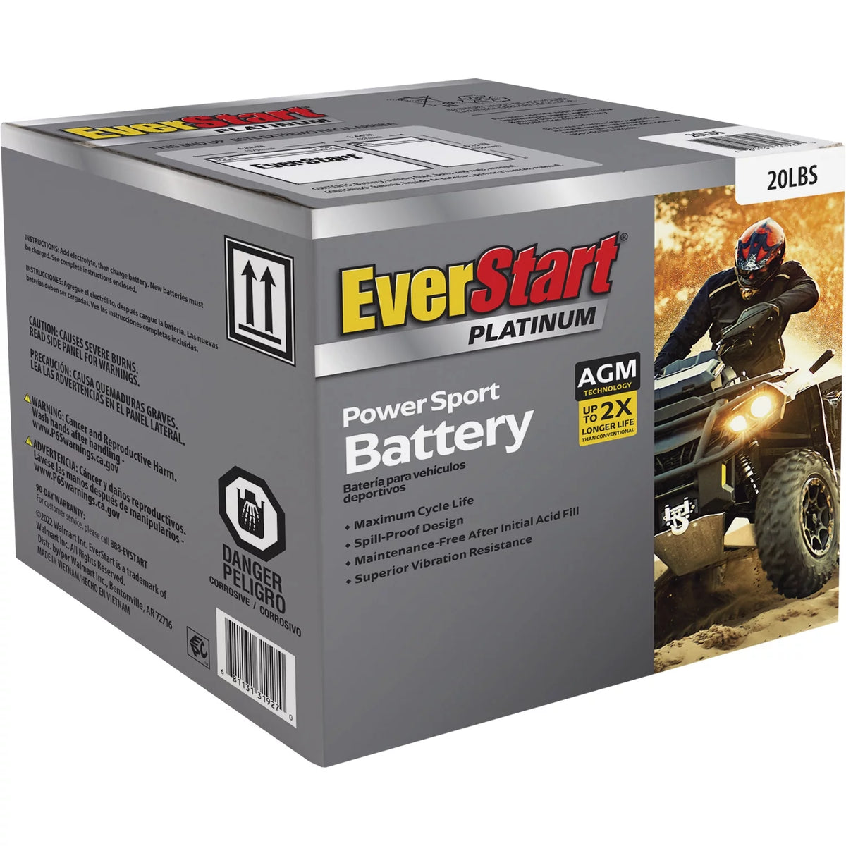 AGM PowerSport Battery Group Size 20LBS 12 Volt 270 CCA L874756