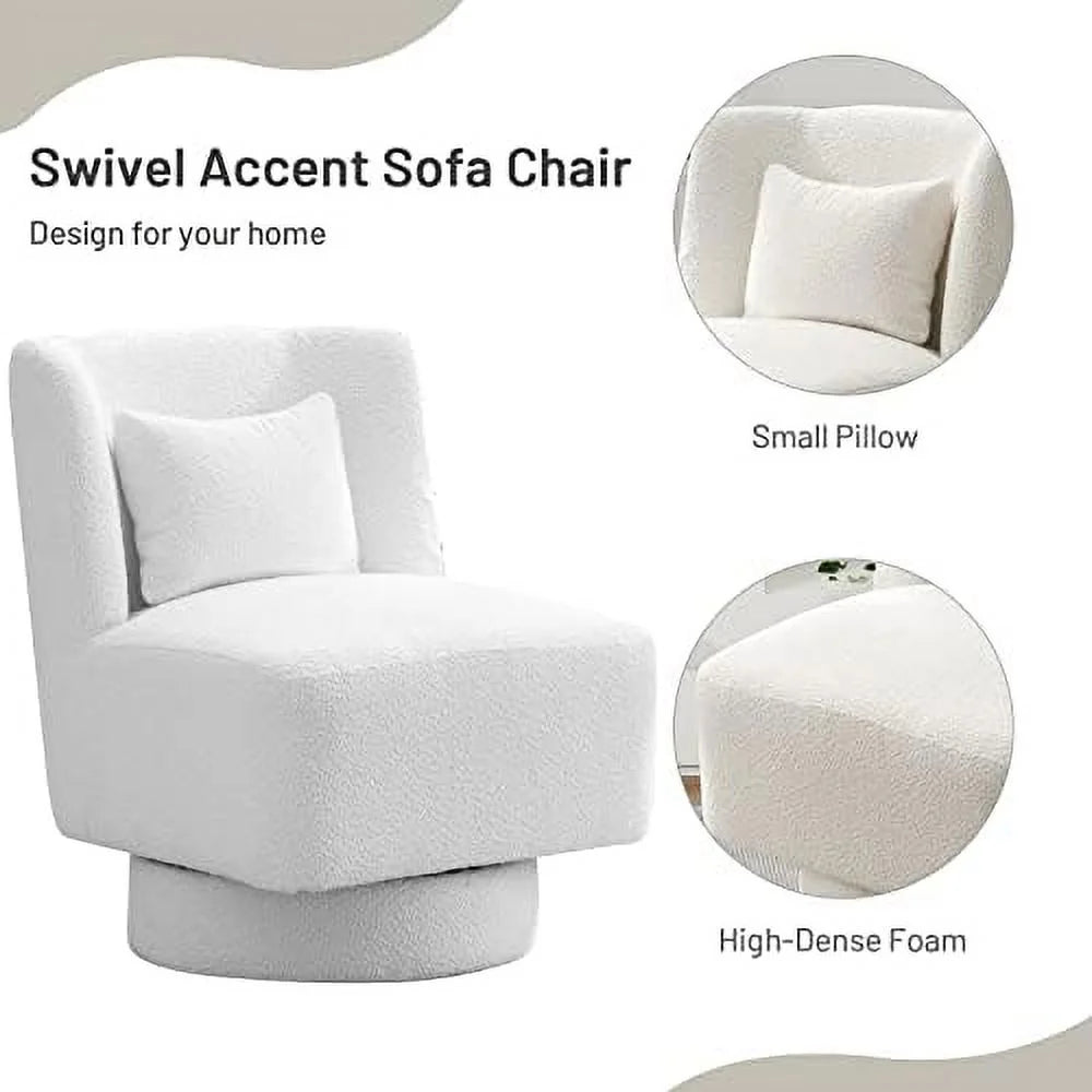 Swivel Barrel Boucle Chair with Pillow O195