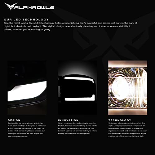 Full LED Projector Headlights With Switchback Sequential LED Light Bar & Startup Light - Black Amber D64565