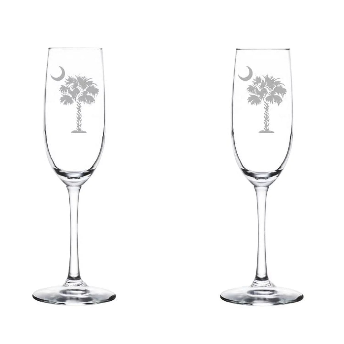 Set of 2 Glass Champagne Flutes 8 oz Stemmed I839