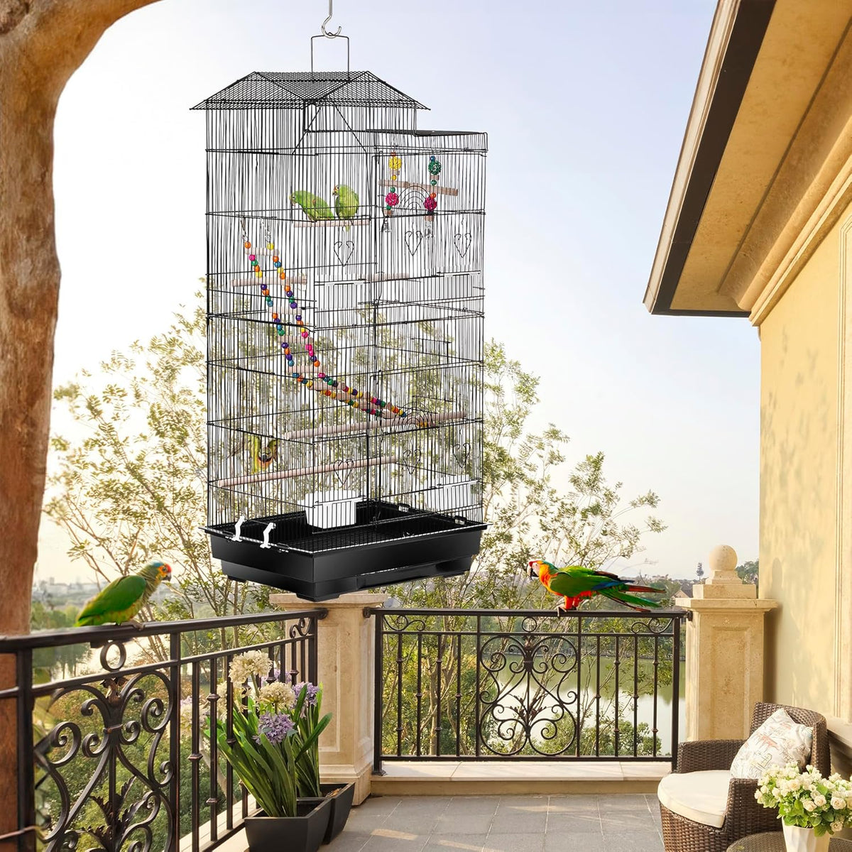 39'' Roof Top Bird Cage with Toys K34130