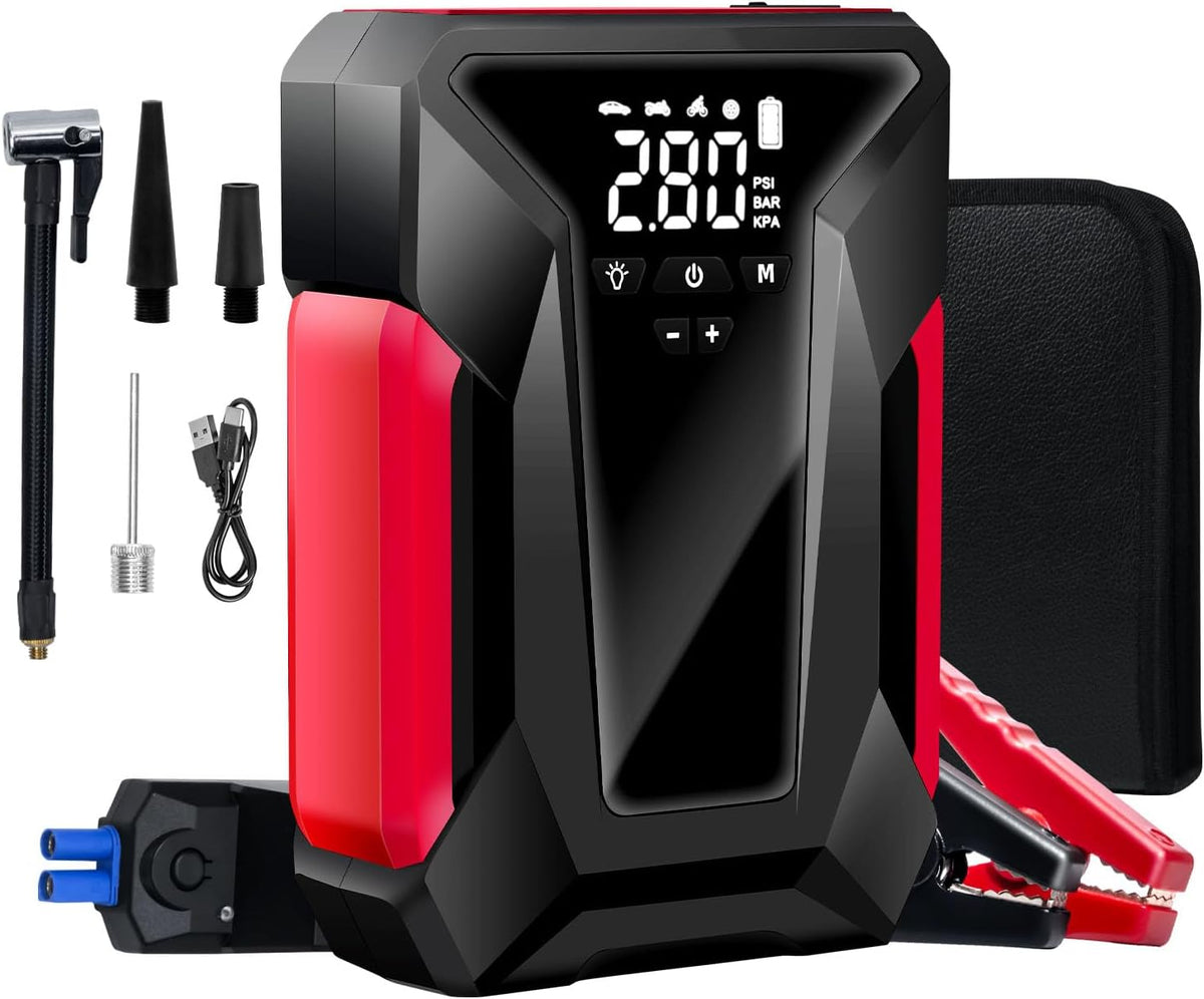 4000A Peak Car Jump Starter with Air Compressor and Emergency LED Light U51831