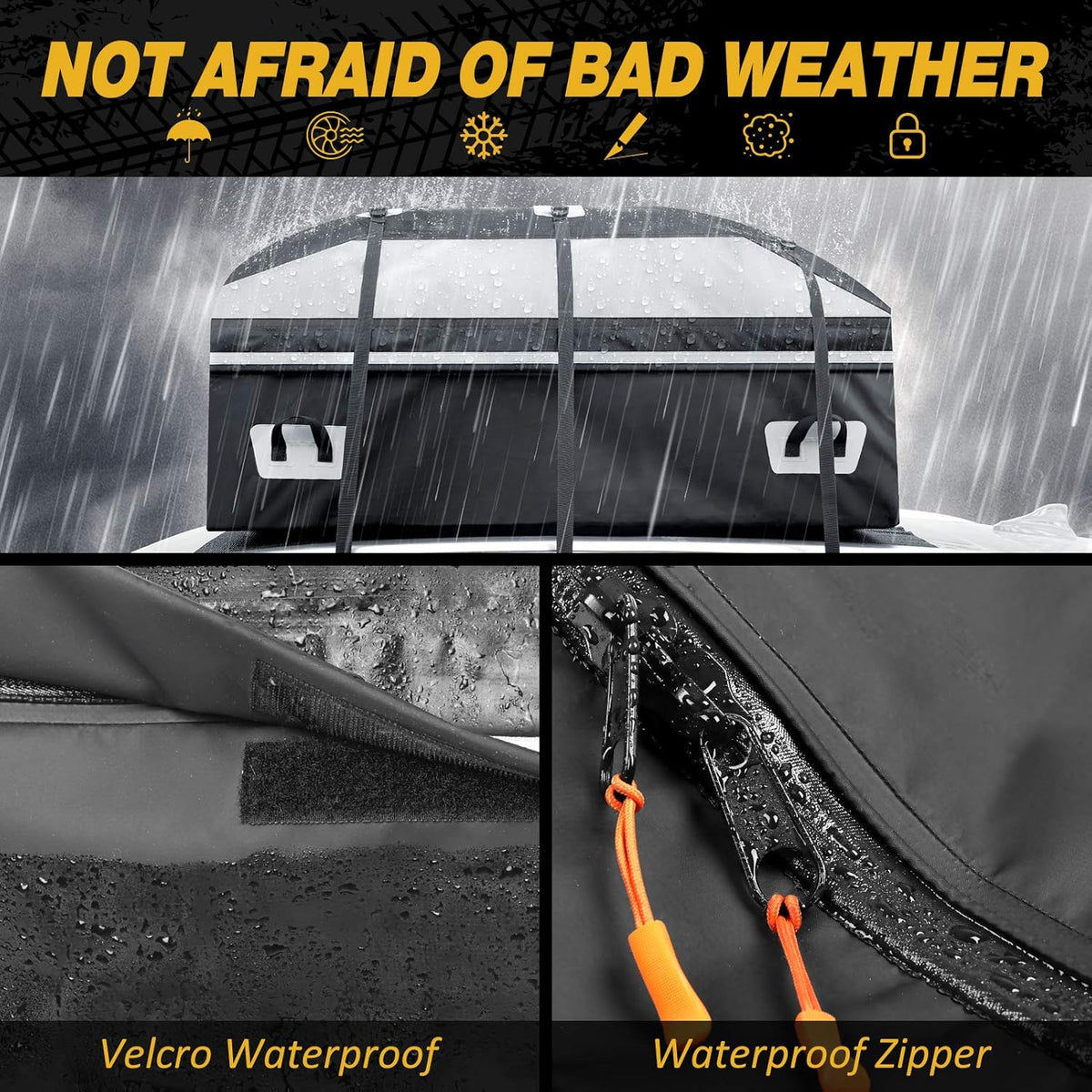 20 Cubic Feet Waterproof Car Rooftop Cargo Carrier Bag with Anti-Slip Mat T809321