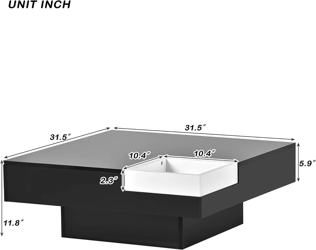 Square LED Coffee Table with Detachable Tray L110665