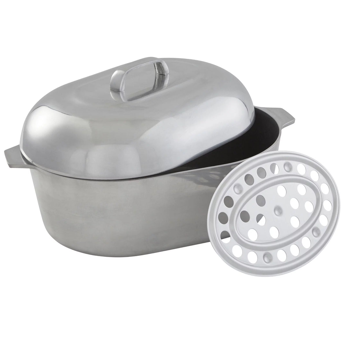 15 inch Cast Aluminum Roaster Pan with Lid and Roasting Tray X5029