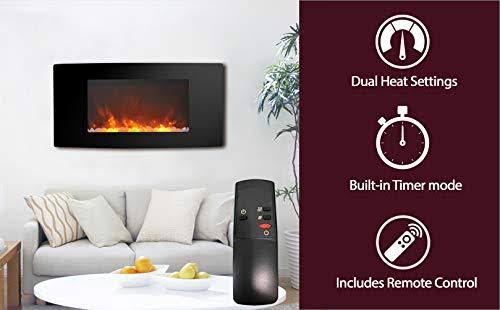 35x22 Curved Wall Mount Electronic Fireplace J19432