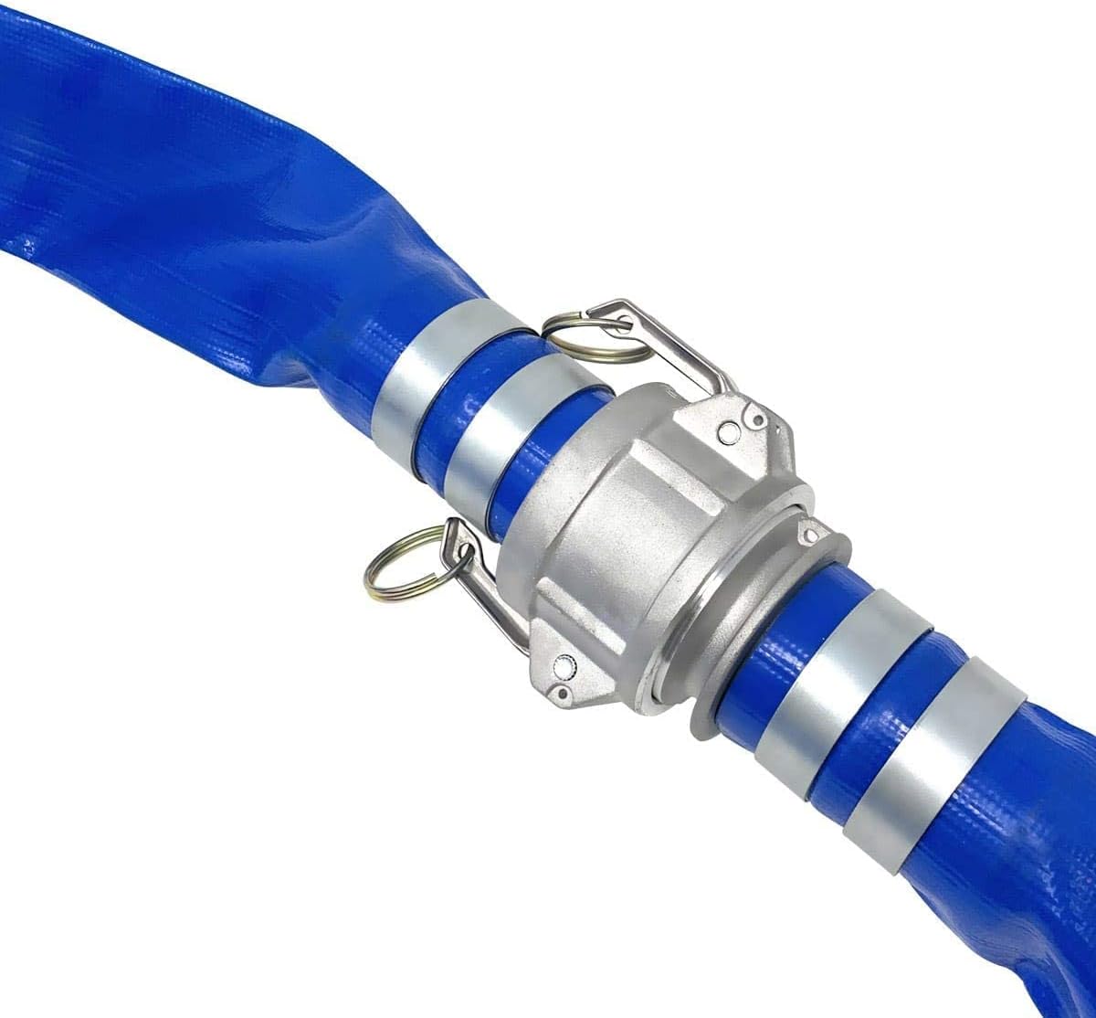 Blue Lay Flat PVC Hose Assembly with Aluminum Cam and Groove Fittings, Pack of 2 M73291