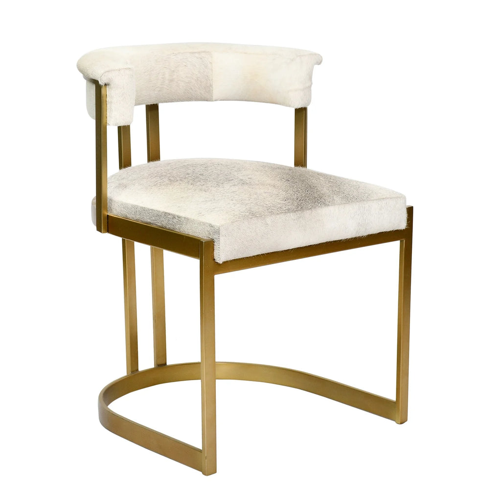 Gold Stainless Steel Chair with Grey Leather Seat Q55706
