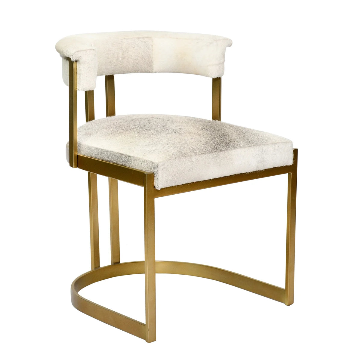 Gold Stainless Steel Chair with Grey Leather Seat Q55706