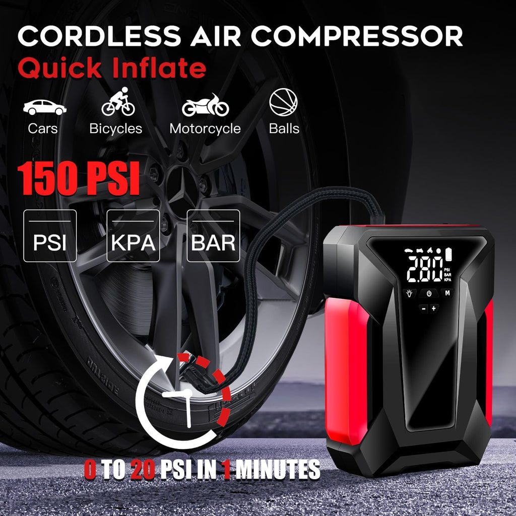 4000A Peak Car Jump Starter with Air Compressor and Emergency LED Light U51831