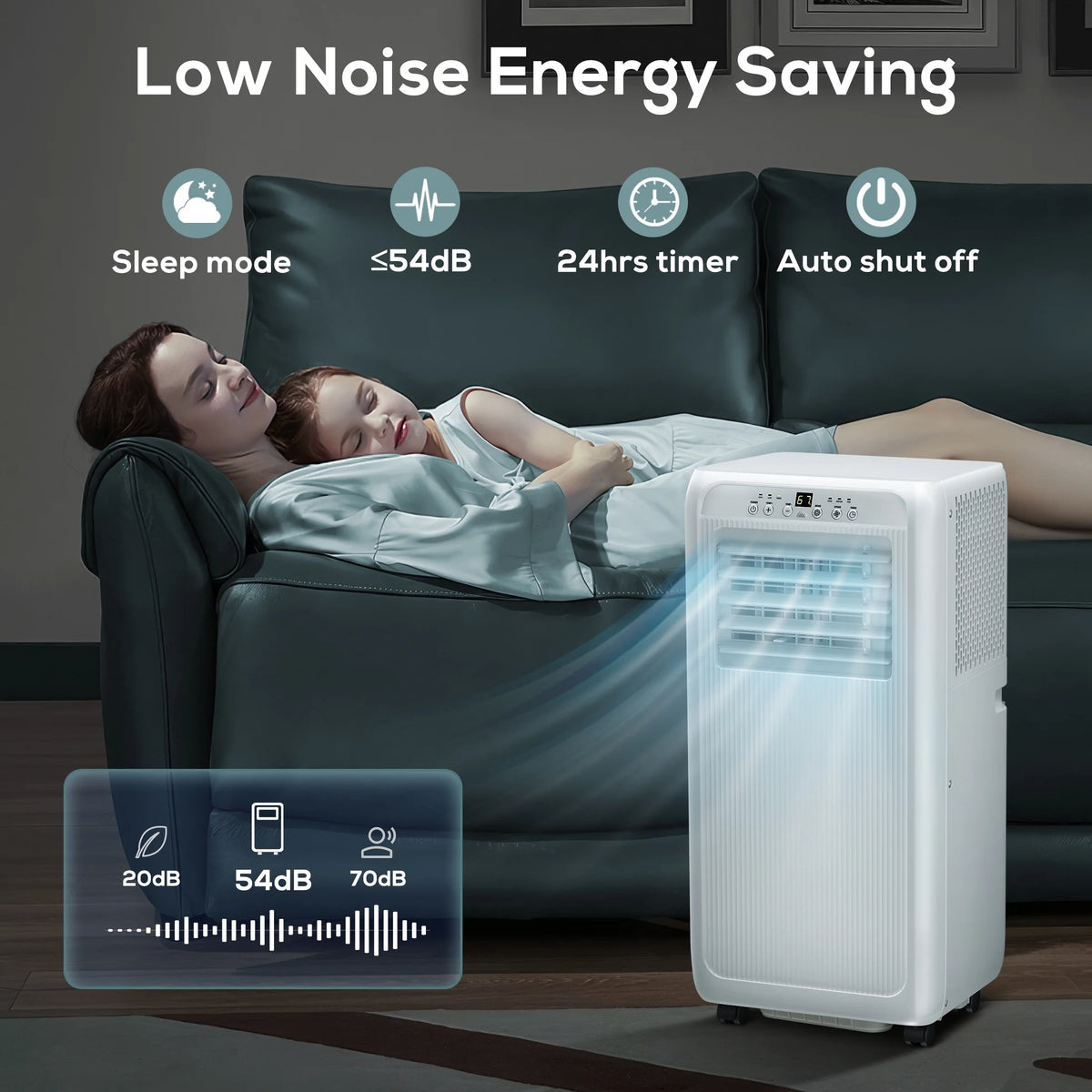 6000BTU Portable Air Conditioners 3-in-1 with Dehumidifier Fan S710139
