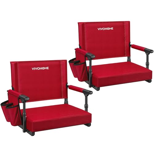 Portable Bleacher Chairs with Cup Holder and Shoulder Strap, 2 Pack W868