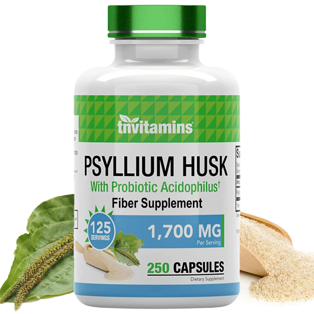 Psyllium Husk Capsules 1700 MG 250 Capsules with Probiotic Acidophilus Fiber Supplement N550660