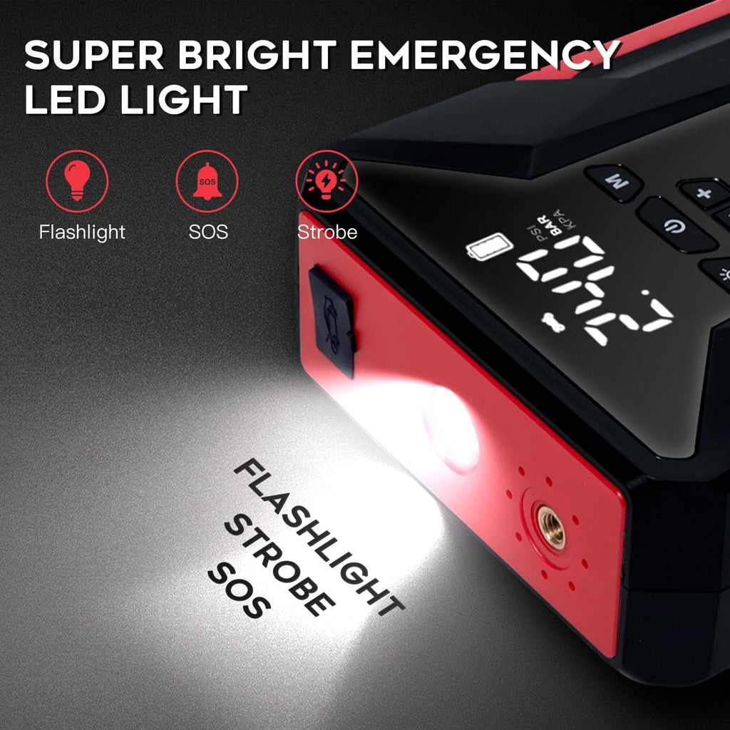4000A Peak Car Jump Starter with Air Compressor and Emergency LED Light U51831