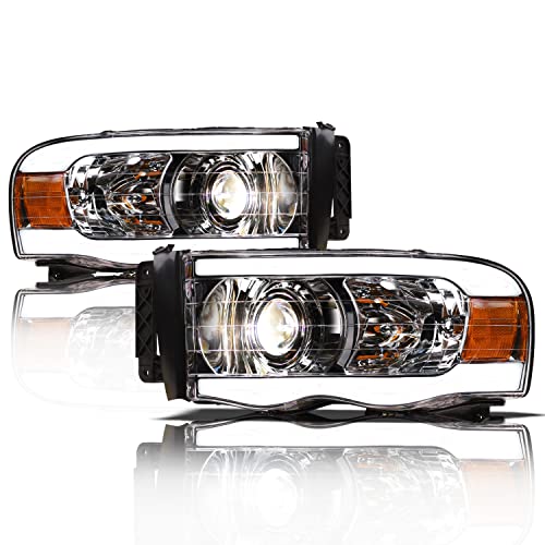 Full LED Projector Headlights With Switchback Sequential LED Light Bar & Startup Light - Black Amber D64565