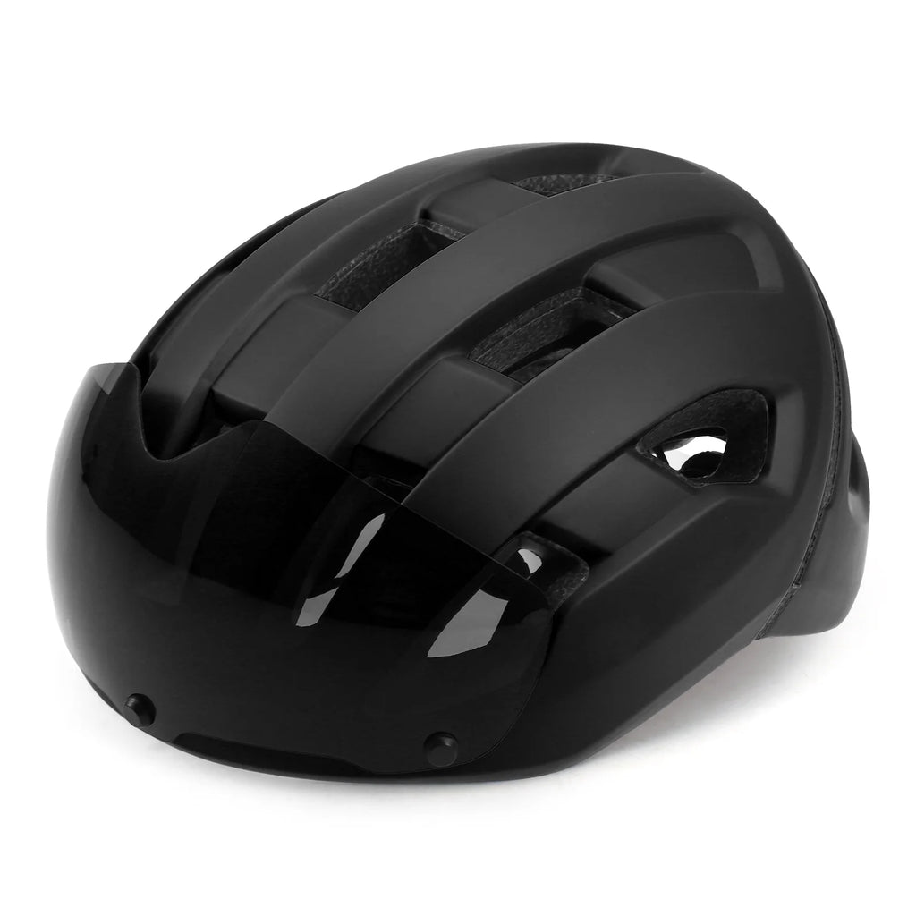 Lightweight Cycling Helmet with Rear Light and Magnetic Goggles J23961
