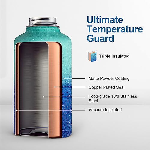 64 oz Insulated Stainless Steel Water Bottle with Straw & 3 Lids N341933