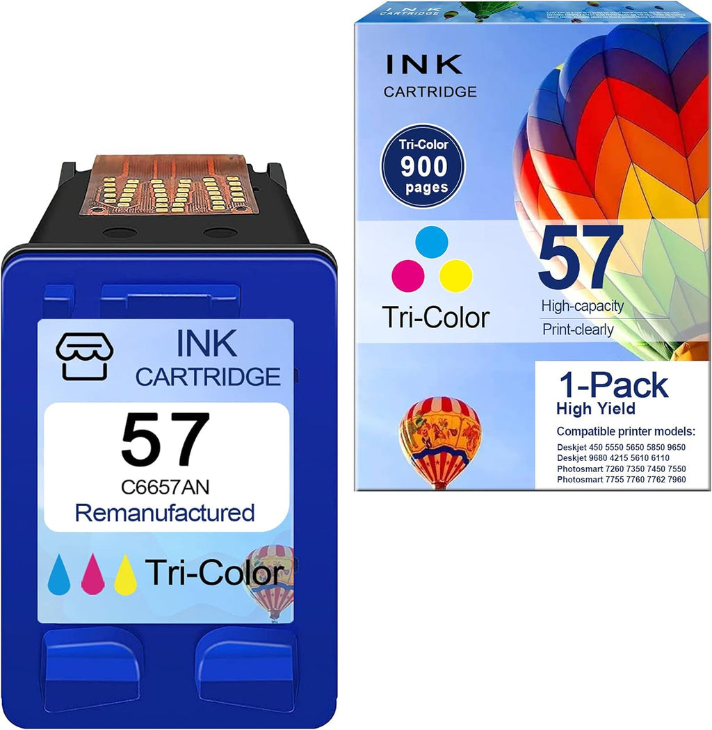 Remanufactured Ink Cartridge for HP Deskjet Officejet Photosmart (Tri-Color, 1-Plack) K747576