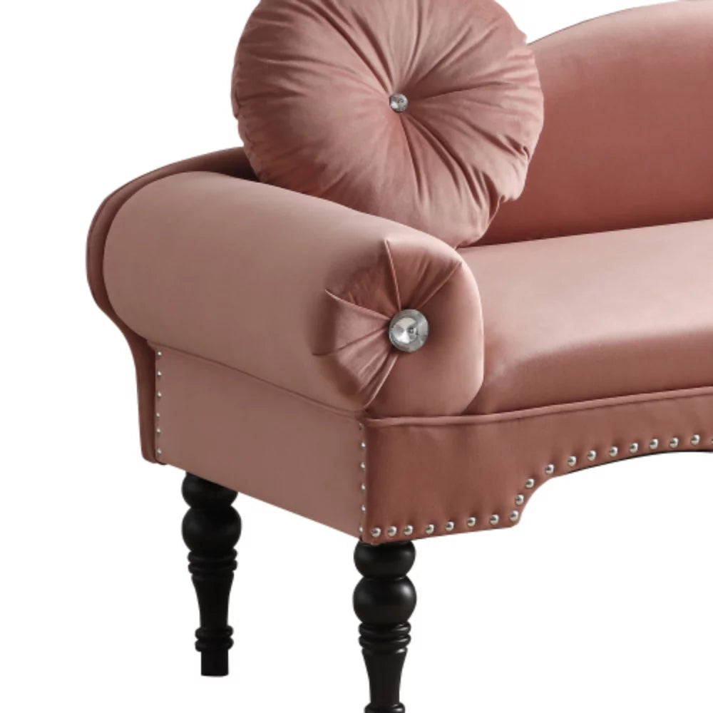 Rose Velvet Upholstered Loveseat Sofa with 2 Pillows Z24894