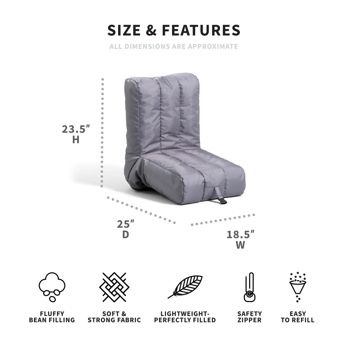Steel Gray Bean Bag Chair Y5011