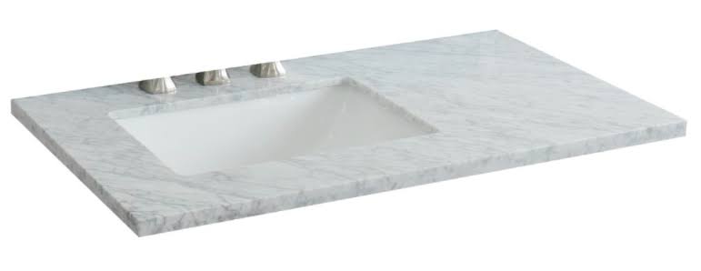 White Carrara Top Rectangle Left Sink N5072
