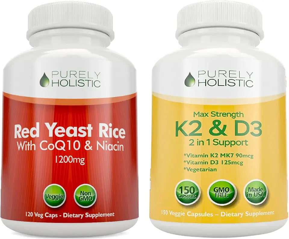 Red Yeast Rice with CoQ10 & Niacin + Vitamin D3 & K2 Vegetarian Capsules W4642