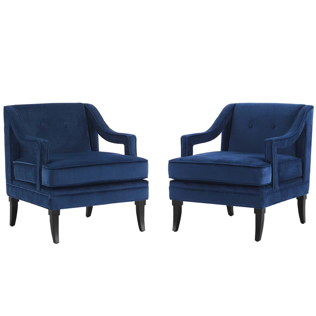 Set of 2 Blue Navy Velvet Accent Chair N35780