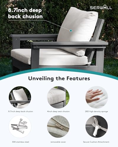 6-Piece HDPE Sectional Patio Conversation Set with Khaki Cushion T6284