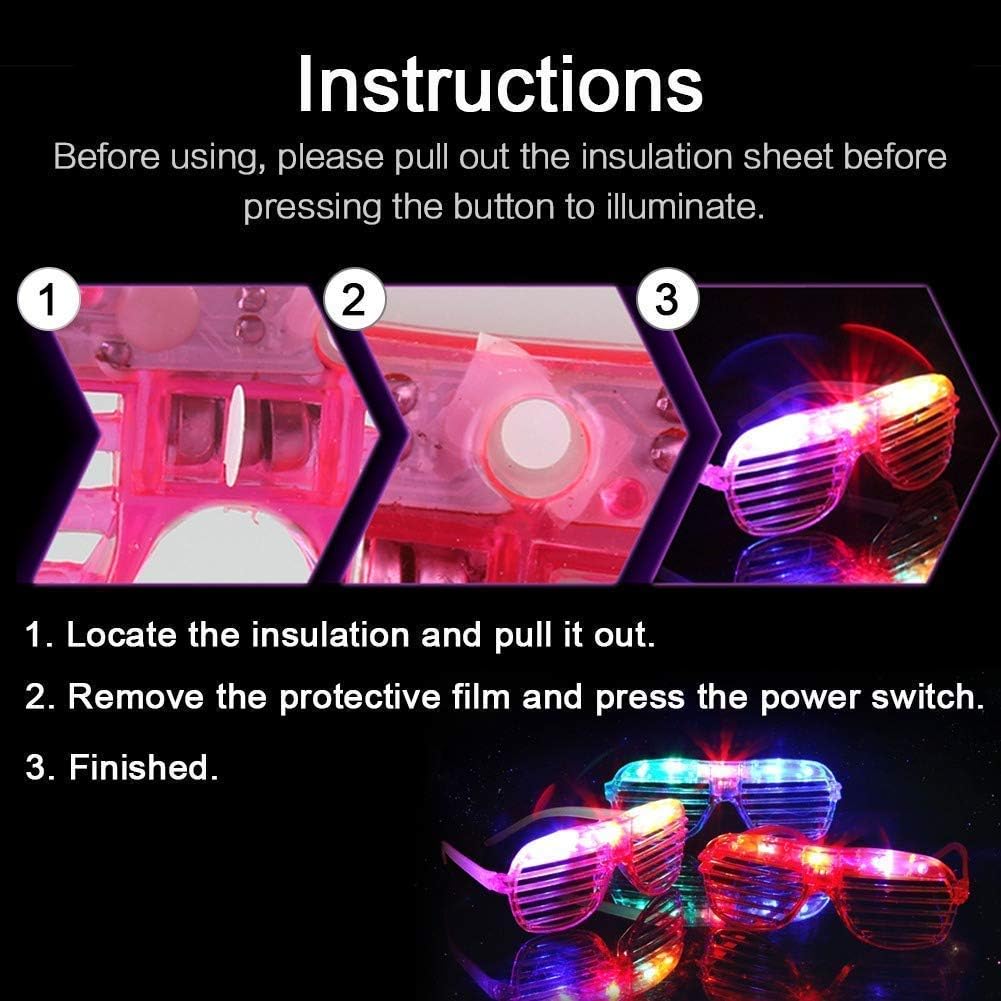 20Pack LED Glow Glasses Plastic Shutter Shades S75539