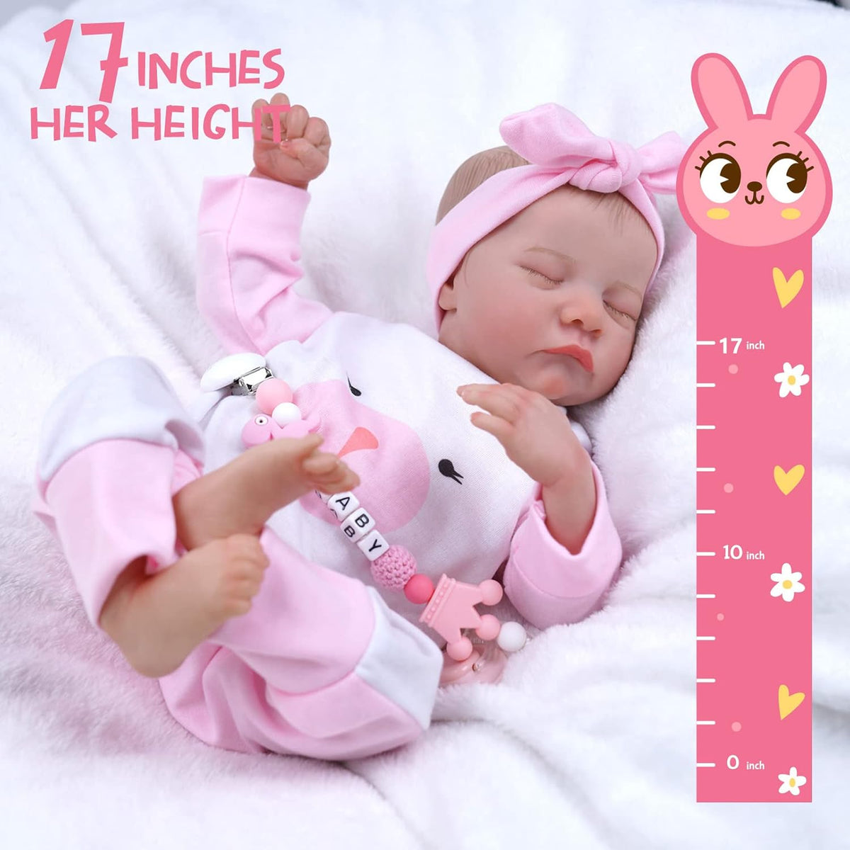 17-Inch Soft Cloth Body Realistic Newborn Sleeping Baby Doll E97121