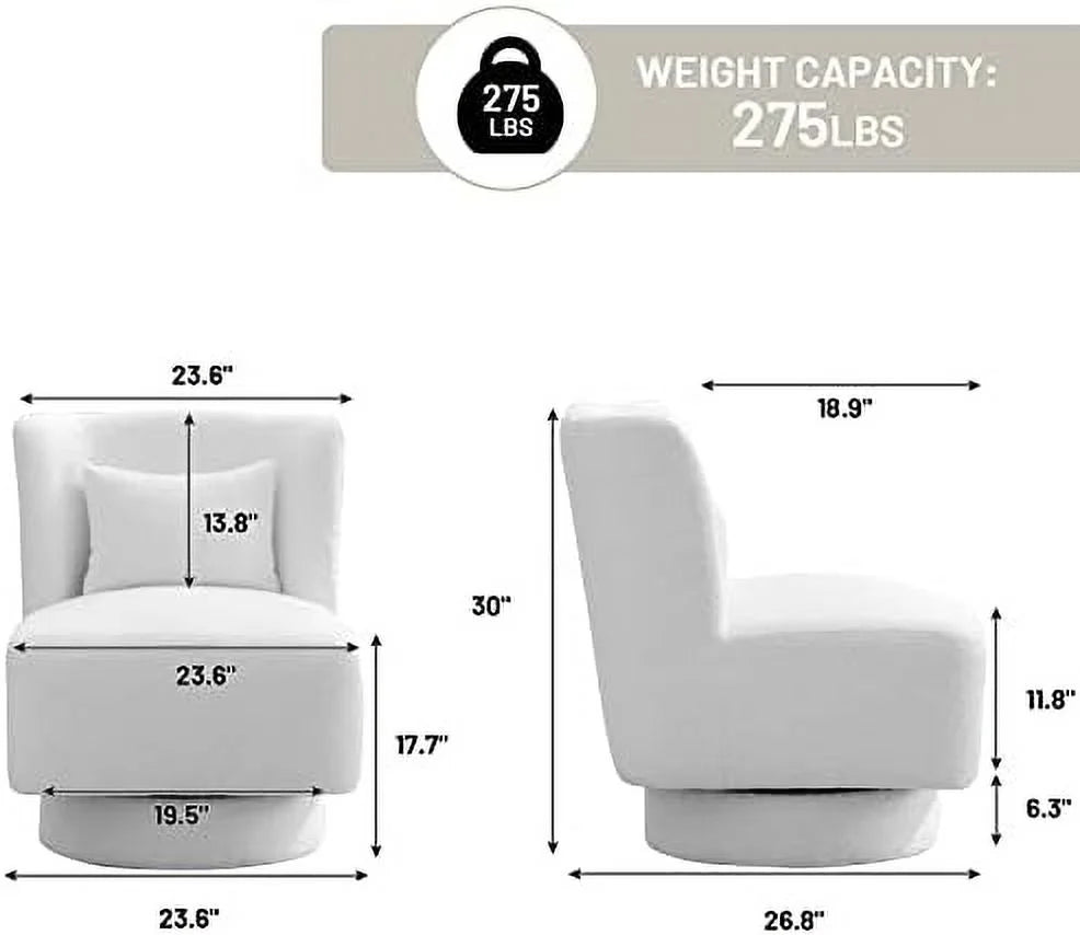 Swivel Barrel Boucle Chair with Pillow O195