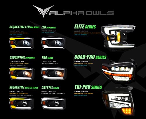 Full LED Projector Headlights With Switchback Sequential LED Light Bar & Startup Light - Black Amber D64565