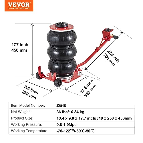3 Ton Triple Bag Air Jack with Six Steel Pipes D2502