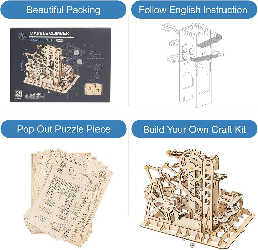 3D Wooden Marble Run Puzzle Craft Toy DIY Model Building Kits V781523