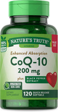 CoQ10 200mg 120 Softgels High Absorption Non-GMO Gluten Free Coenzyme Supplement with Black Pepper Extract T9892