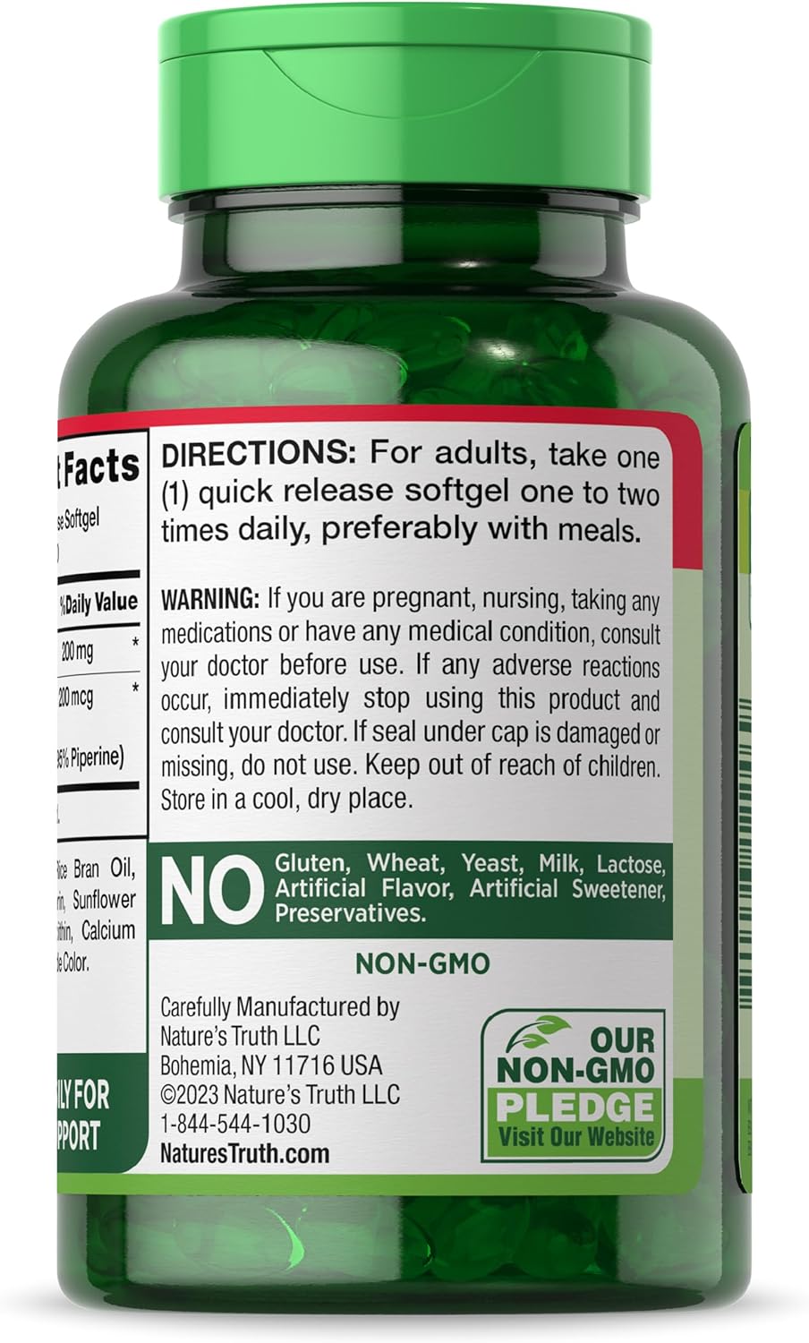 CoQ10 200mg 120 Softgels High Absorption Non-GMO Gluten Free Coenzyme Supplement with Black Pepper Extract T9892