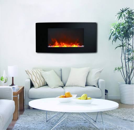 35x22 Curved Wall Mount Electronic Fireplace J19432