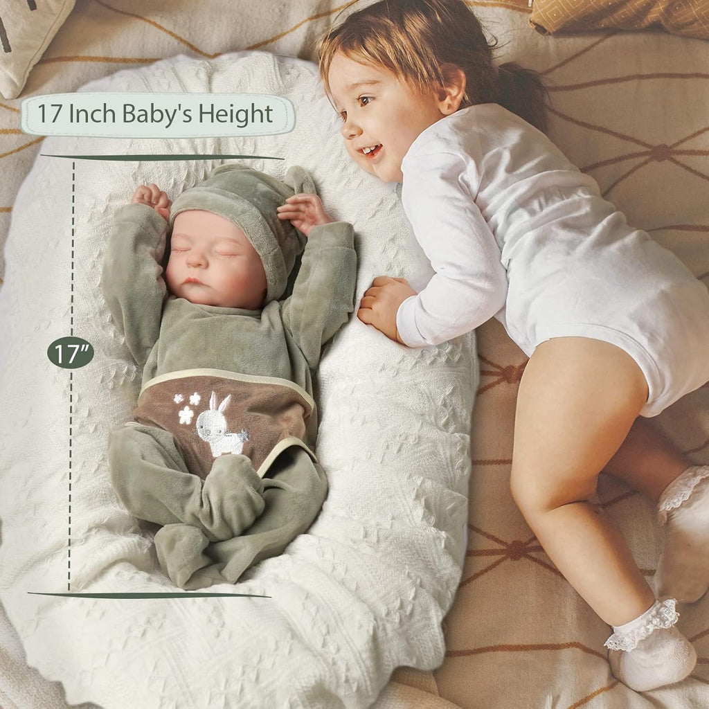 17-Inch Soft Cloth Body Realistic Newborn Sleeping Baby Doll E97121