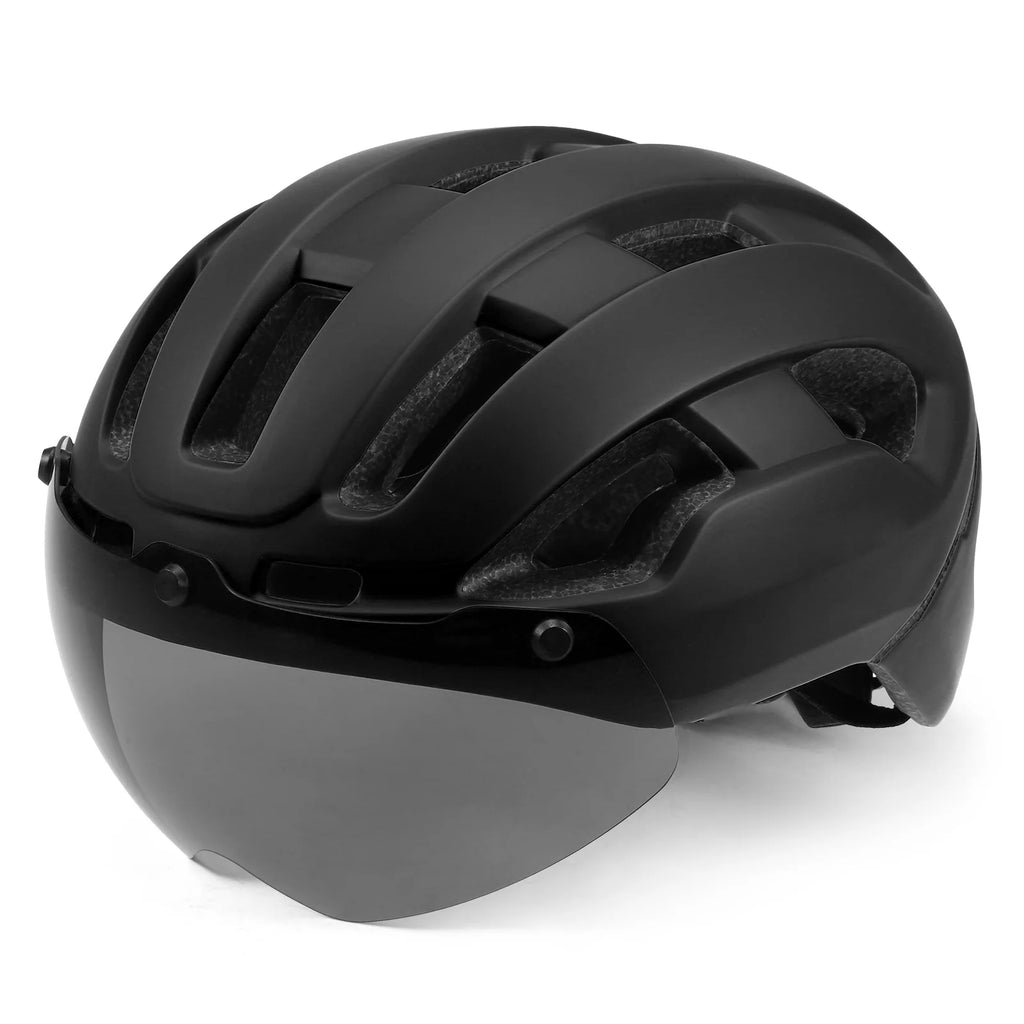 Lightweight Cycling Helmet with Rear Light and Magnetic Goggles J23961