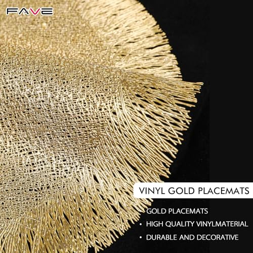 Gold Round Vinyl Placemats Set of 6 Z7629