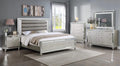 4pc King Size Upholstery LED Bed Dresser Mirror Nightstand Wooden Furniture Set V37843