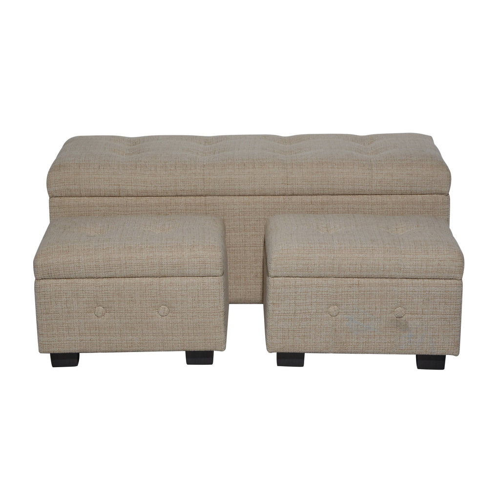 Beige Wood Traditional Storage Bench, Set of 3 U93732