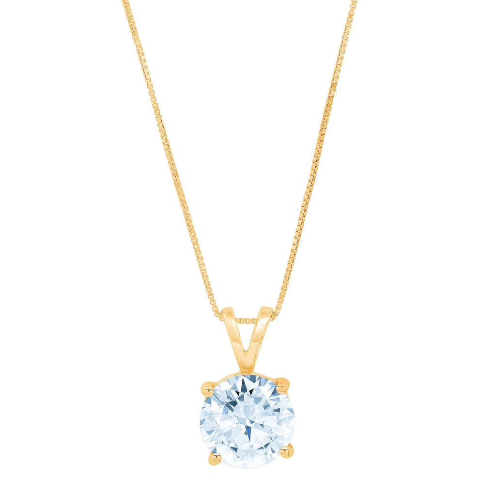 0.5 ct Round Cut Natural Swiss Blue Topaz 18k Yellow Gold Pendant with 16" Gold Chain M380