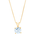 0.5 ct Round Cut Natural Swiss Blue Topaz 18k Yellow Gold Pendant with 16" Gold Chain M380