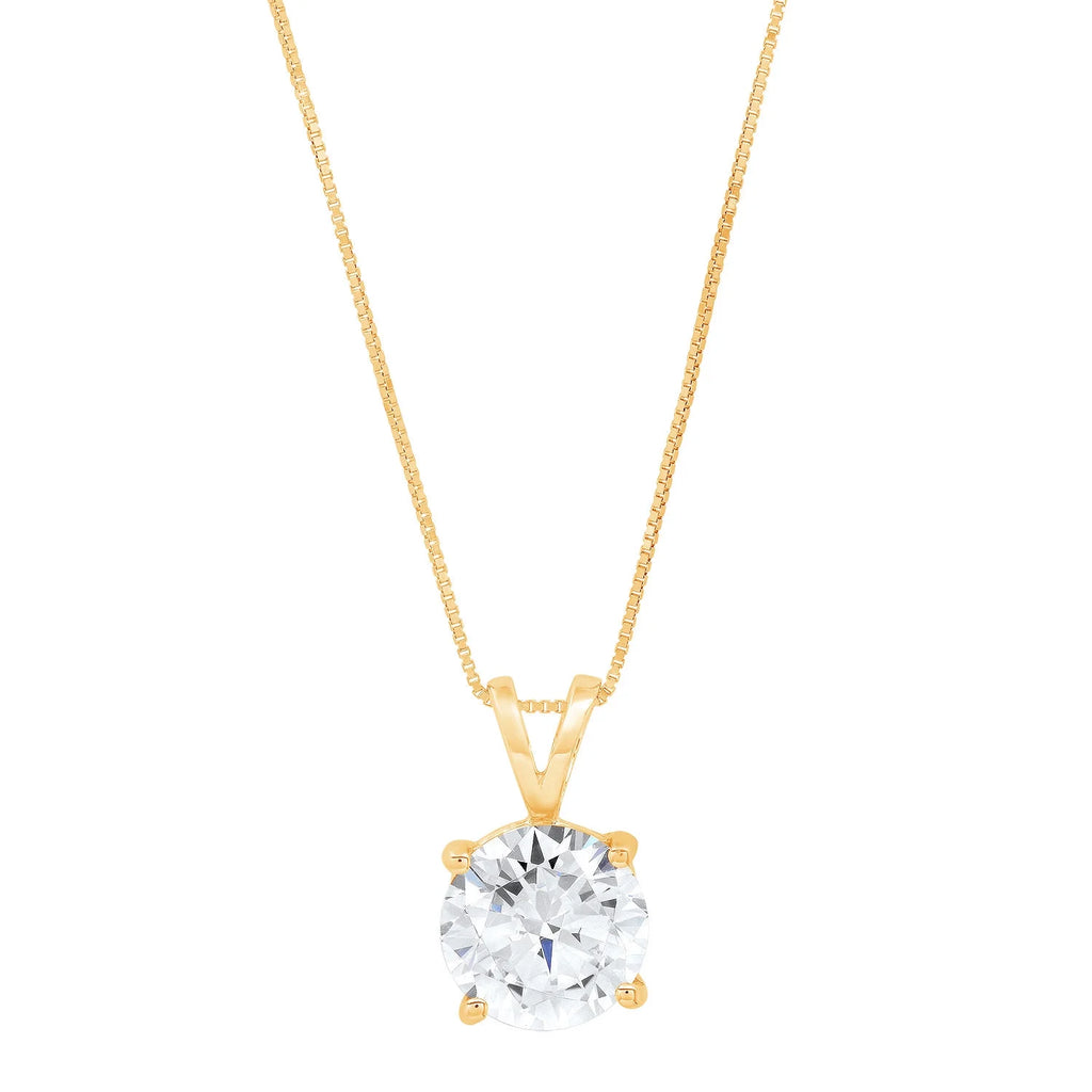0.5 ct Round Cut Natural Swiss Blue Topaz 18k Yellow Gold Pendant with 16" Gold Chain M380