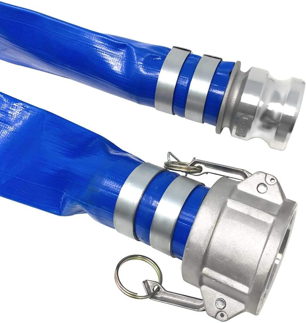 Blue Lay Flat PVC Hose Assembly with Aluminum Cam and Groove Fittings, Pack of 2 M73291