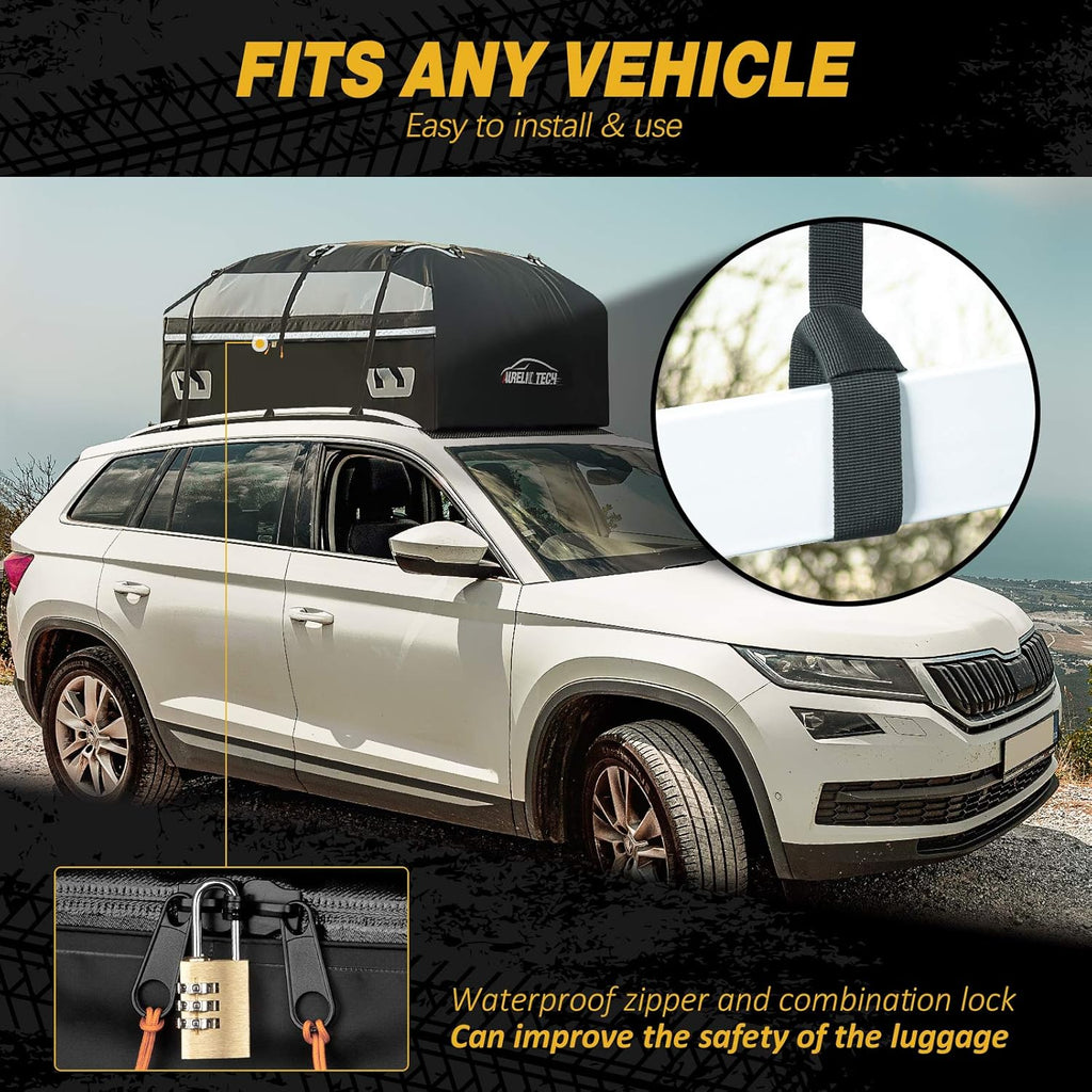 20 Cubic Feet Waterproof Car Rooftop Cargo Carrier Bag with Anti-Slip Mat T809321