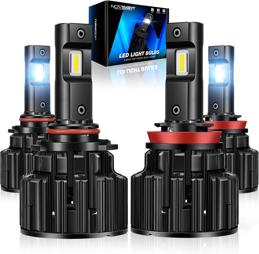 9005/HB3 High Beam 9006/HB4 Low Beam LED Headlight Bulbs Combo 120W 24000LM 6500K Cool White, Pack of 4 U610